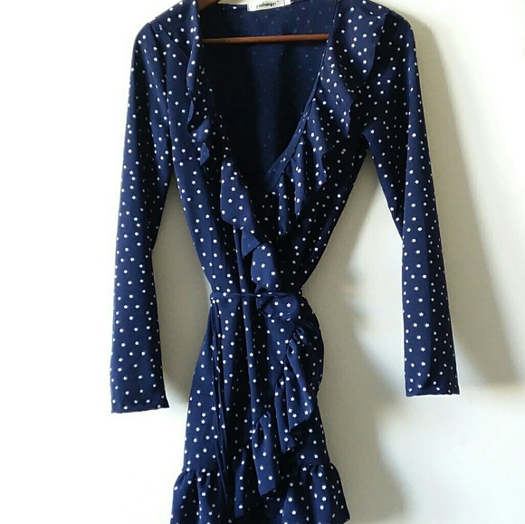 Navy star print wrap dress - Picture 8 of 8